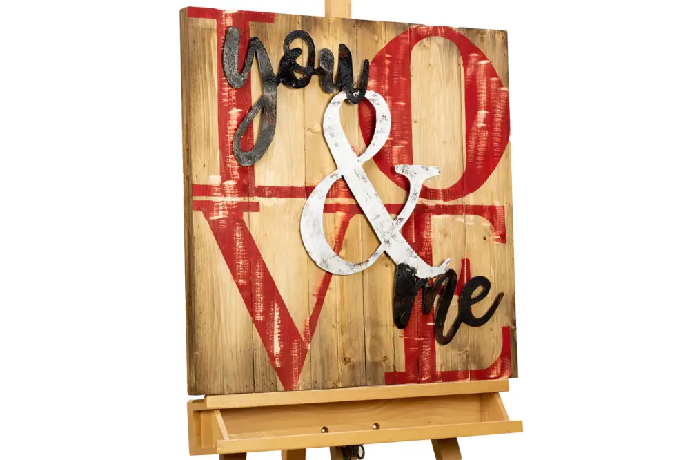 Voordeelprijs Houten schilderij 'Pure Love' 60x60x5cm