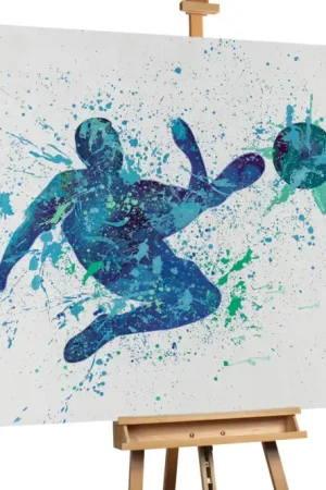 Betaalbaar XXL Olieverf schilderijen 'Beautiful Football Kick' | Handgeschilderd unicum