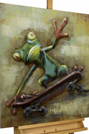 3D metalen schilderij 'Skaterboy' 80x80x5cm Flitsaanbieding