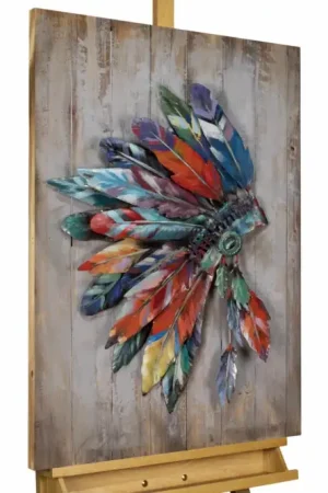 Populair 3D metalen schilderij 'The Chief's Crown' 60x90x6,5cm