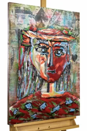 3D metalen schilderij 'Queen of Cards' 60x90x4cm Lage Kosten