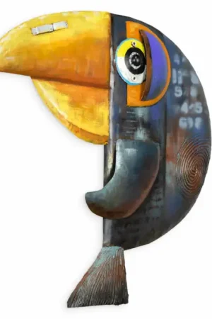 3D metalen schilderij 'Watchful Toucan' 64x60x4,5cm Laatste Versie