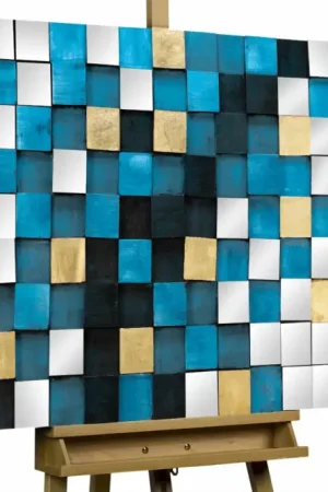 Beste Prijs Houten schilderij 'Gleaming Sea' 100x70x5cm