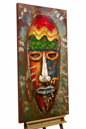 3D metalen schilderij 'Colourful Masquerade' 120x60x7cm Superprijs