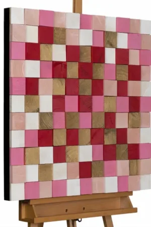 Houten schilderij 'Colours in Love' 75x75x6,5cm Beperkt Aanbod