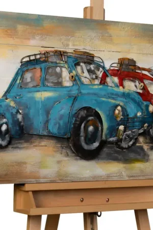 Beste Prijs Schilderij 3D 'Blue vs. Red' 100x50x6,5cm