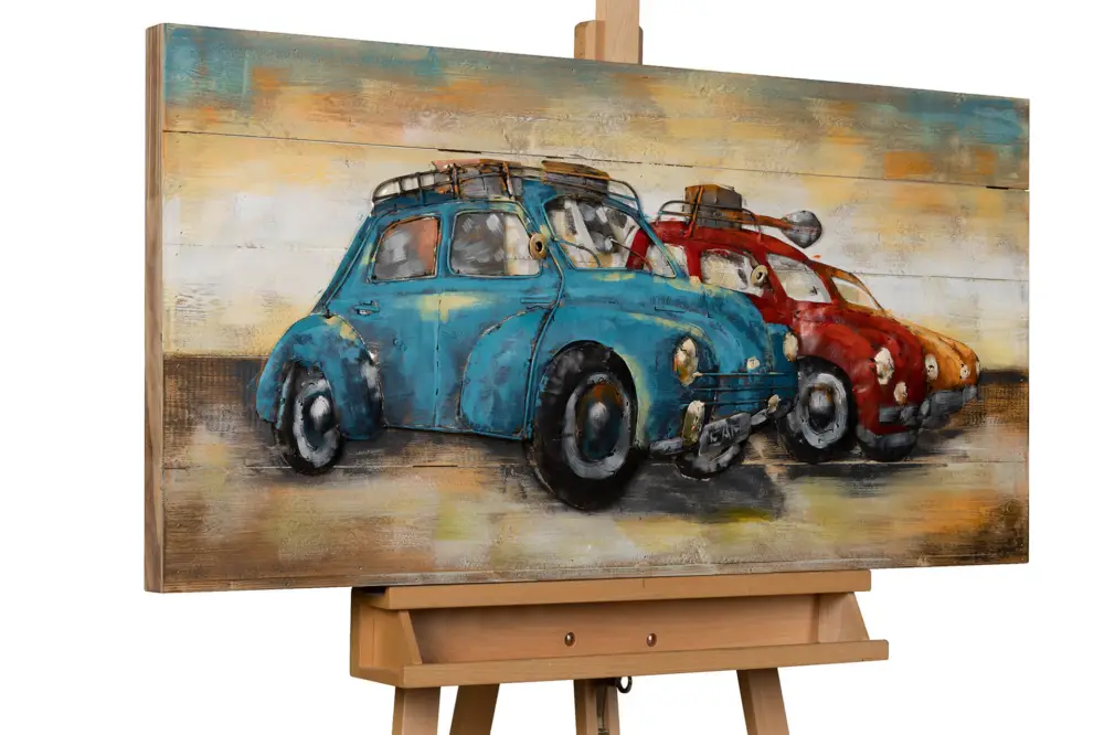 Beste Prijs Schilderij 3D 'Blue vs. Red' 100x50x6,5cm
