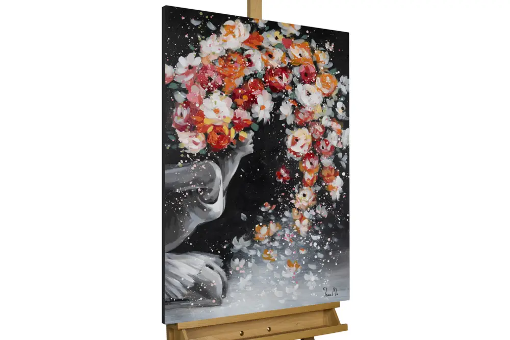 Aanbieding Handgeschilderd schilderij 'Tender Flower' 60x90cm | incl. certificaat van echtheid