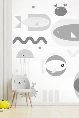 Beperkt Aanbod Zelfklevend behang 'Geometric Fish - Third Variant'