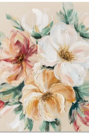 Weekendaanbieding Handgeschilderd schilderij 'Bouquet in Beige' | incl. certificaat van echtheid