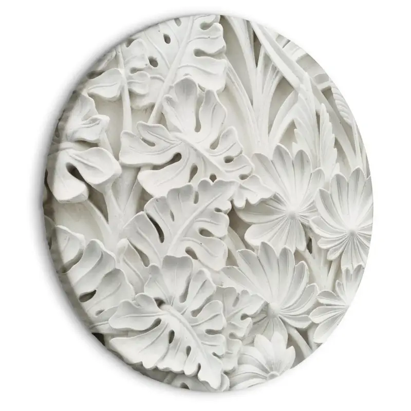 Rond schilderij 'Stone Leaf Carvings' Meest Verkocht