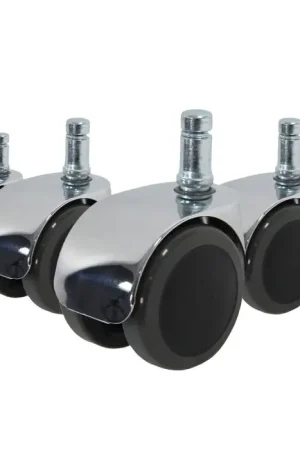 Lage Prijs 5x ROLO LUX 11mm/50mm Harde bodem - Bureaustoelwielen Zwart / Zilver