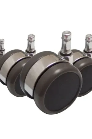 5x ROLO LUX 11mm/65mm Harde bodem - Bureaustoelwielen Zwart / Zilver Premium