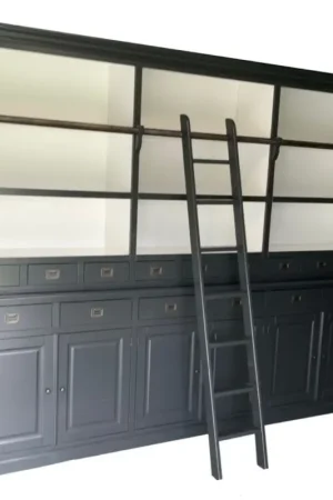 Koop Vandaag Boekenkast antraciet met trap Geffen 300 x 235cm