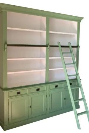 Betrouwbaar Boekenkast bleekgroen met trap Kesteren 200 x 240cm