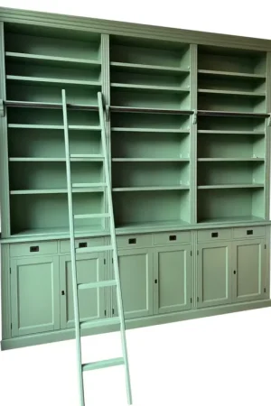 Boekenkast bleekgroen met trap Reeuwijk XXXL 300 x 300cm Gratis Retour