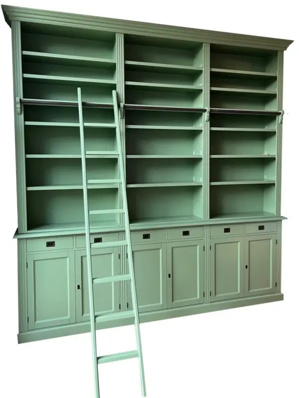 Boekenkast bleekgroen met trap Reeuwijk XXXL 300 x 300cm Gratis Retour