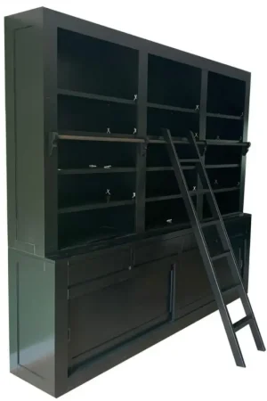 Boekenkast Design zwart met trap 260 x 240cm Gereduceerde Prijs
