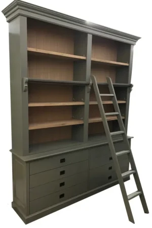Bestel Nu Boekenkast Drempt Engels groen - eiken interieur met trap200 x 240cm