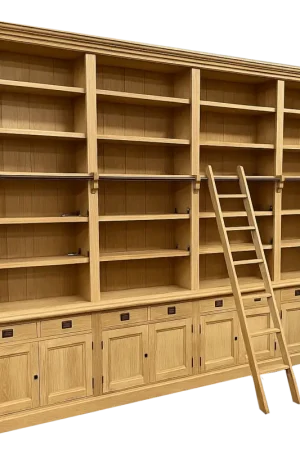 Hete Deal Boekenkast eiken natuur met trap Reeuwijk XXXL 400 x 260cm