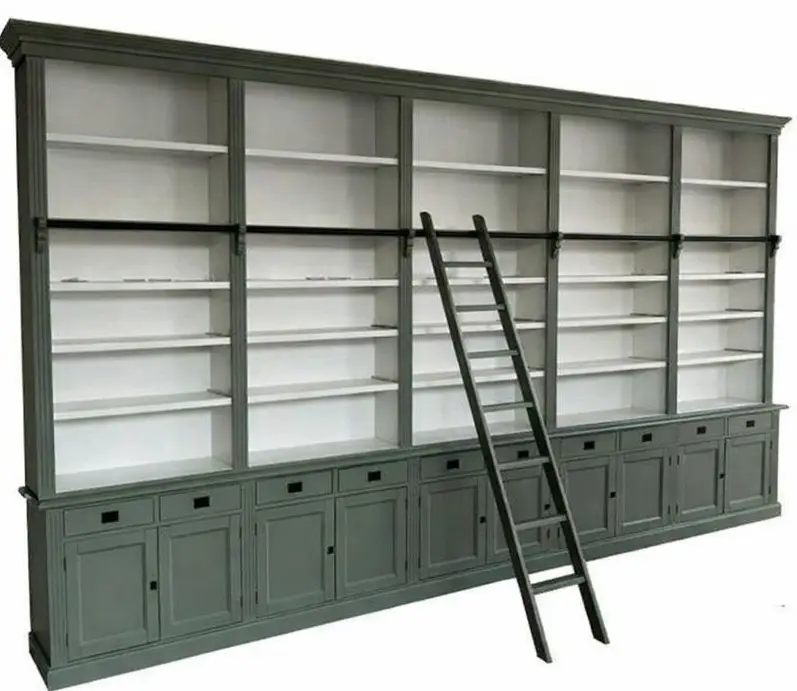 Must-Have Boekenkast Engels groen - wit met trap Reeuwijk XL 500 x 240cm