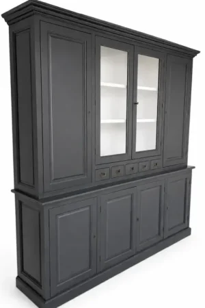Buffetkast antraciet - wit Weesp 220cm dichte zijdeuren Premium