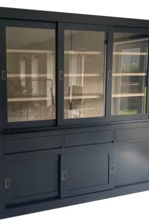 Shop Nu Buffetkast Enschede zwart met eiken interieur 220cm