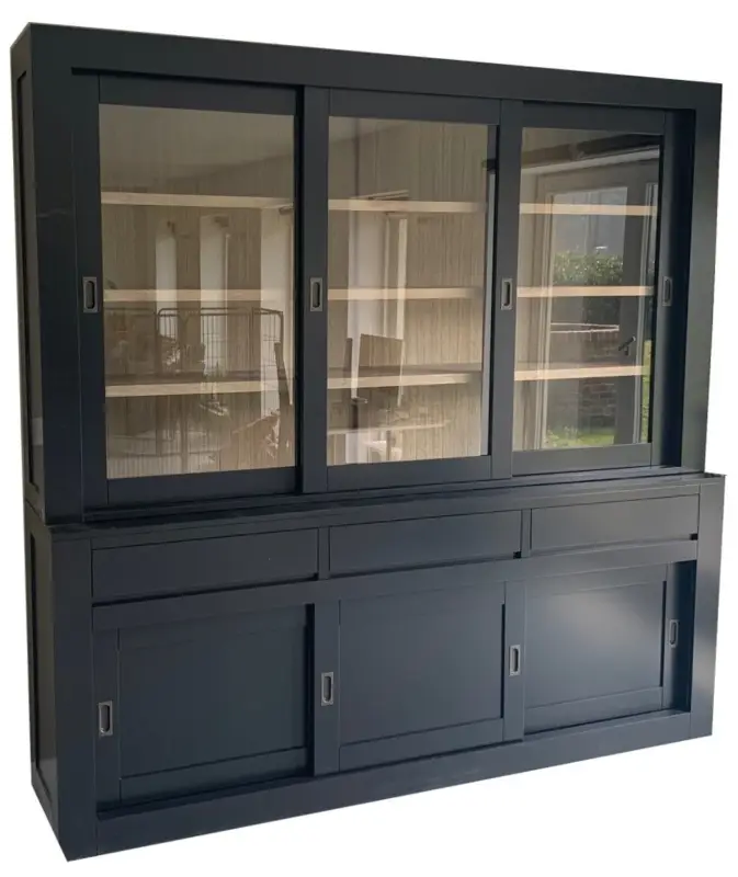 Shop Nu Buffetkast Enschede zwart met eiken interieur 220cm
