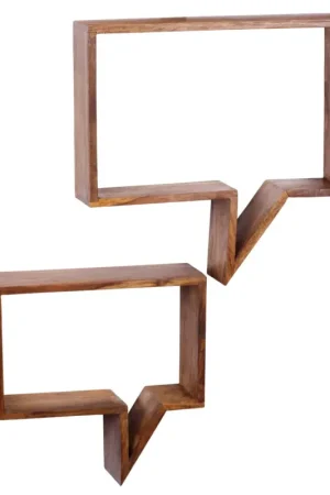 Nancy's Spraakballon Wandplanken - Set van 2 - Boekenplanken - Decoratieplank - Wandplank - Massief Sheesham Hout - Bruin Superprijs