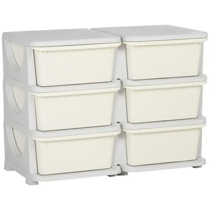 Nancy's Preston Opbergkast voor Kinderen - Speelgoed Organizer - Ladekast - Crème Wit / Grijs - ± 75 x 40 x 55 cm Speciale Aanbieding