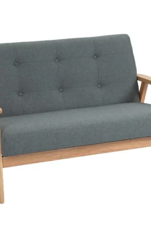 Lage Prijs Nancy's Eye 2-zits Bank - Bankje - Zitbank - Grijs - Linnen / Hout - ± 115 x 65 x 70 cm