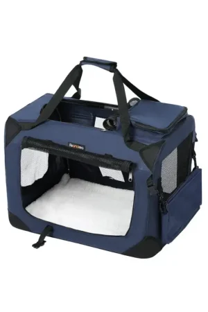 Op = Op Nancy's Chalco Transportbox - Hondenbox - Transporttas - Opvouwbare Kattenbox - Blauw 50x35x35 cm