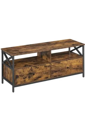 Nancy's Guildford TV kast - TV meubel - TV tafel - Industrieel - Zwart - Bruin - 120 x 40 x 50 cm Koop Online