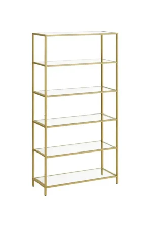 Op = Op Nancy's Swindon Wandkast Goud - Boekenkast - Modern - Staal - Glas - 80 x 30 x 177,3 cm