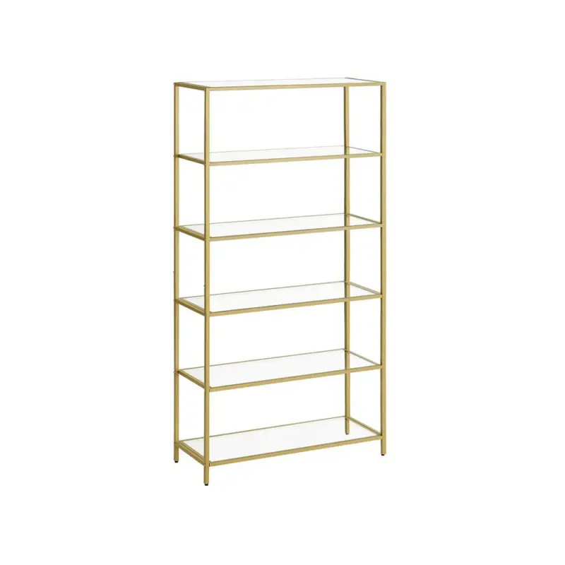 Op = Op Nancy's Swindon Wandkast Goud - Boekenkast - Modern - Staal - Glas - 80 x 30 x 177,3 cm