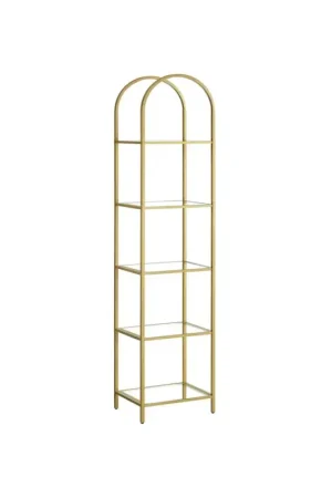 Nancy's Ventnor Boekenkast Goud - Staal - Glas - Modern - Opbergplank - 40 x 30,2 x 183,5 cm Must-Have