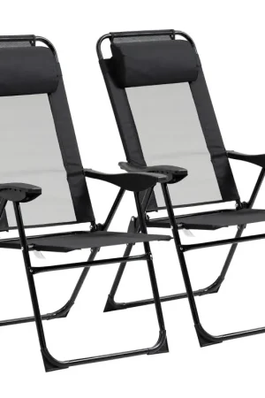 Nancy's Sunnyside Tuinstoelen - Opvouwbare tuinstoel - Ligstoel - Zwart - Set van 2 Express Levering