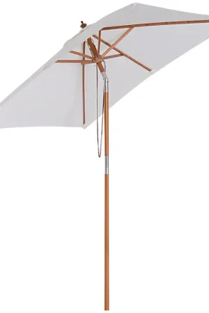 Laatste Kans Nancy's Arvin Parasol - Tuinparasol - Zonwering - Opvouwbaar - 3 Niveaus - Hout - Polyester - Créme- 200 x 150 cm