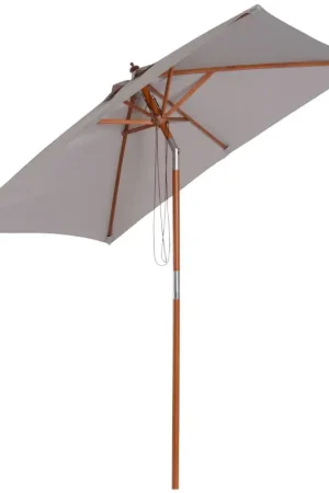 Seizoensaanbieding Nancy's Arvin Parasol - Tuinparasol - Zonwering - Opvouwbaar - 3 Niveaus - Hout - Polyester - Grijs- 200 x 150 cm