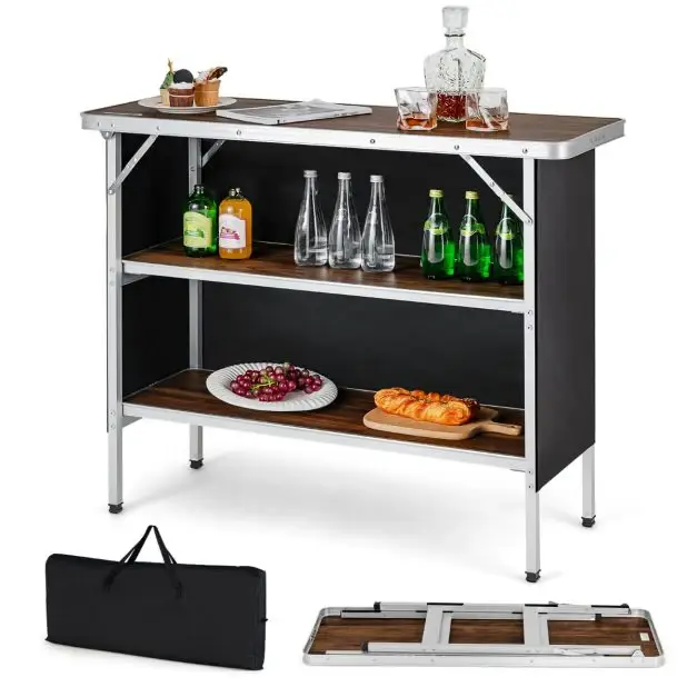 Tijdelijk Beschikbaar Nancy's Runa Campingtafel - Kampeertafel - Opvouwbaar - Koffie / Zwart - ± 110 x 40 x 90 cm