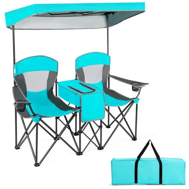 Nancy's Muro Dubbele Klapstoel met Draagtas - Campingstoel - Kampeerstoel - Strandstoel - Blauw Actieprijs