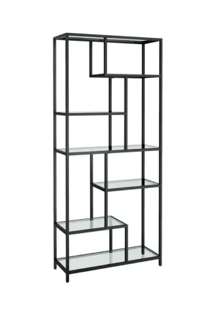 Fabrieksprijs Casamoda Boekenkast Zwart Transparant - Wandkast - Opbergkast - Staande kast - 80 x 30 x 180 cm
