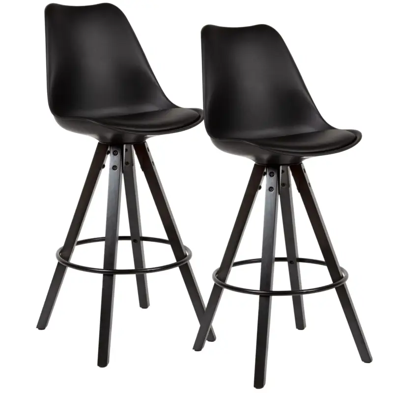 Nancy's Branca Barkrukken - Barstoel - Set van 2 - Ergonomisch - Zwart - Kunstleer Goedkoop