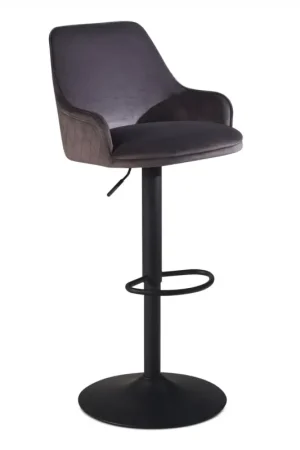 Nancy's Igreja Barkruk - Barstoel - In hoogte verstelbaar - Grijs / Zwart - Fluweel - 45 x 45 x 86-106cm Hete Deal