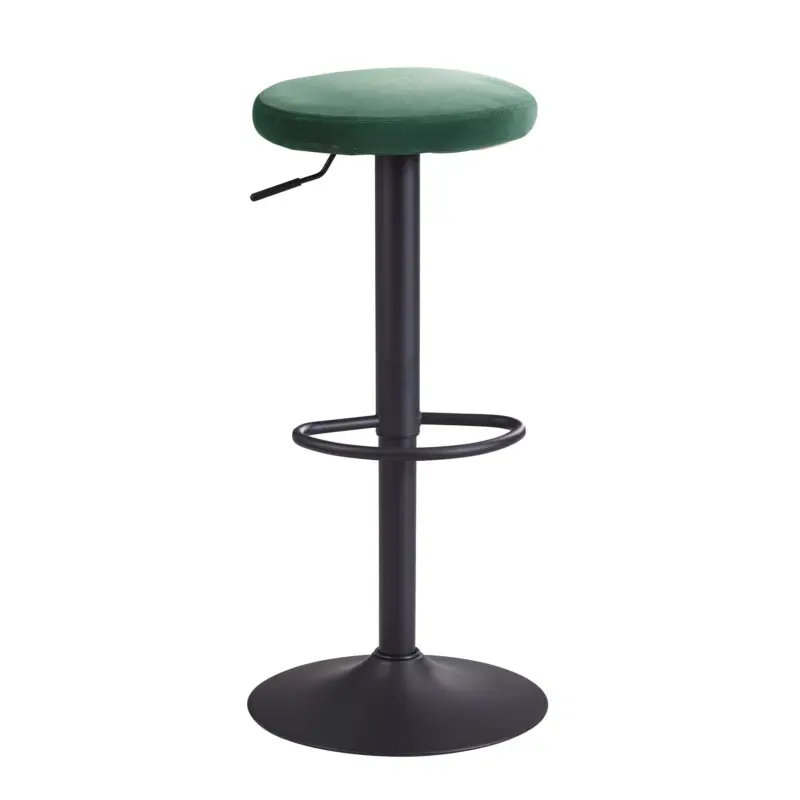 Must-Have Nancy's Lapas Barkruk - Draaibaar - In hoogte verstelbaar - Groen / Zwart - Fluweel - Ø 40 x 58-79 cm