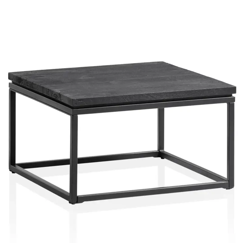 Finale Uitverkoop Nancy's Ruivos Salontafel - Koffietafel - Zwart -Mangohout / Staal - 60 x 60 x 35 cm