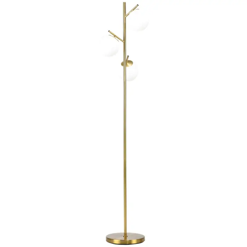 Nancy's Ardenno Vloerlamp - Staande Lamp - Goud / Wit - Glas / Staal Goedkoop