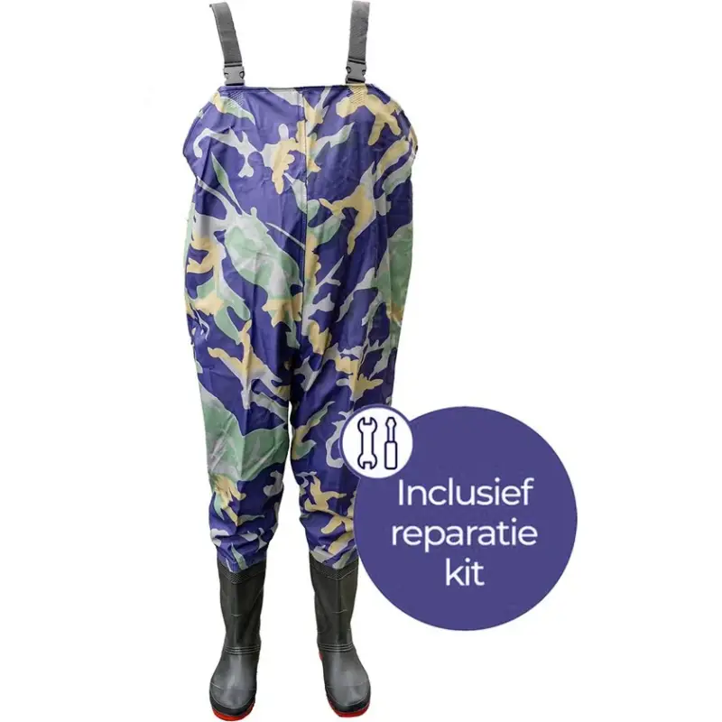 EASTWALL Waadpak - Waadbroek met laarzen - Warmtepak - Lieslaarzen - Blauw Camouflage - Waterdicht - Schoenmaat 46 Betaalbaar