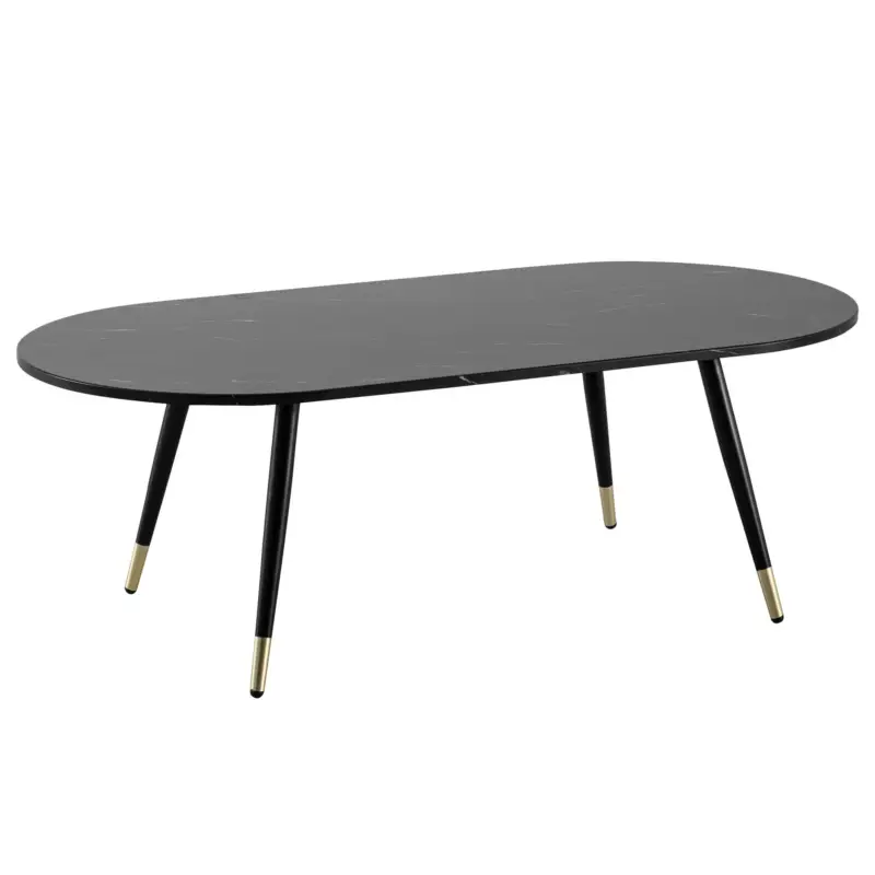 Nancy's Sendim Salontafel - Koffietafel - Zwart Marmerlook / Goud - ± 120 x 60 x 40 cm Voordeelprijs