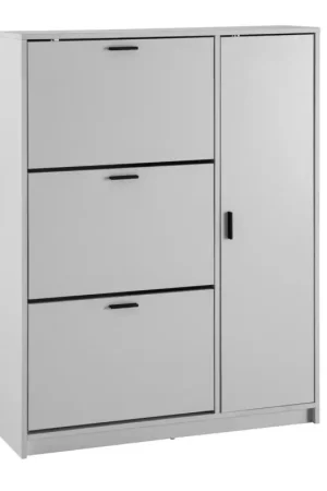 Direct Beschikbaar Nancy's Pegarinhos Schoenenkast - Opbergkast voor schoenen - Schoenenrek - Wit / Zwart - ± 90 x 25 x 120 cm